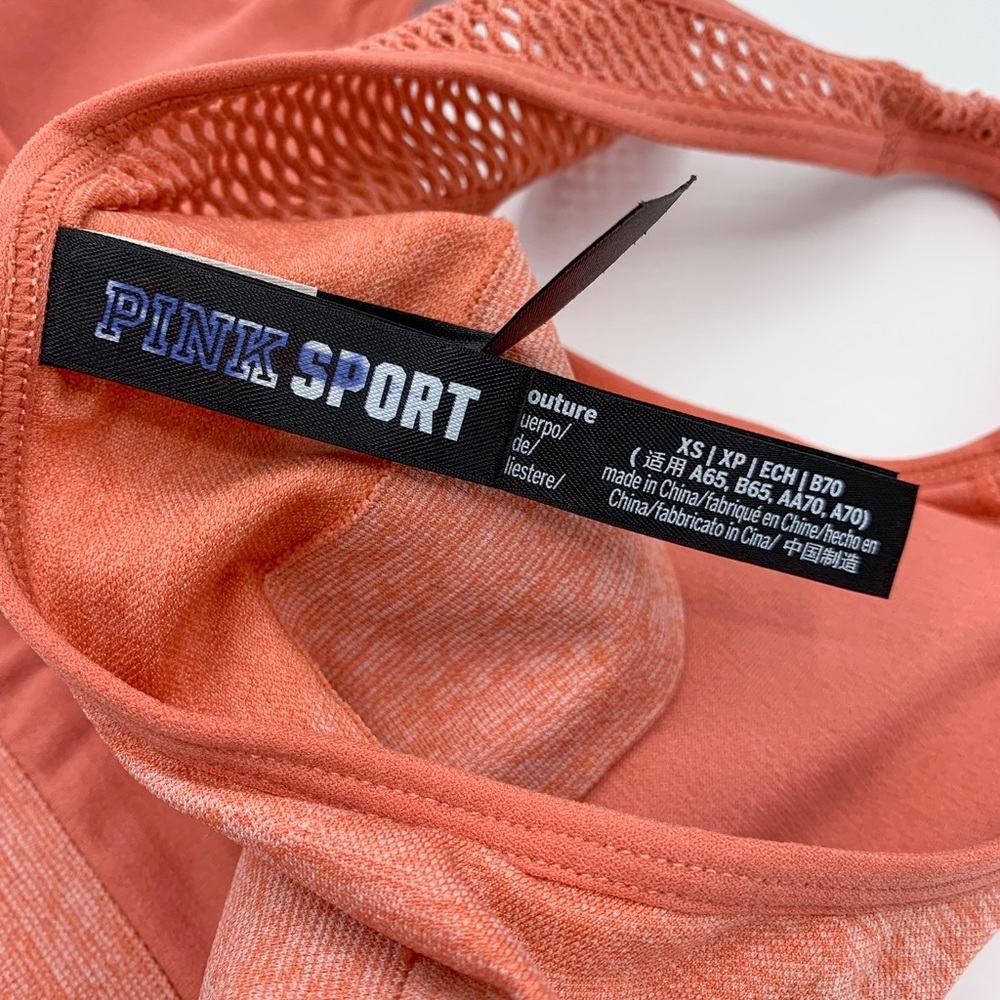 VS Pink Orange Mesh Strap Pull On Sports Bra - Picture 4 of 4